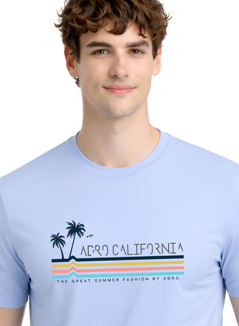 Adro Mens California Graphic T-Shirt | Retro Stripe Print Cotton Summer Tshirt | Stylish Beach T shirt | Comfortable Graphic Tee