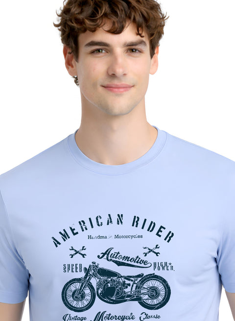 Adro Mens American Rider Printed T-Shirt | 100% Cotton T shirt for Bikers | Stylish Casual Tee Summer Regular Fit Biker Tshirt