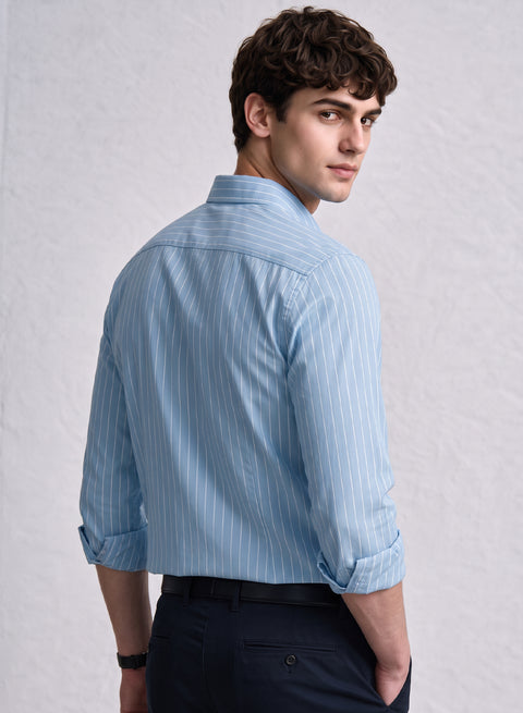 ADRO Mens Mint Striped Oxford Cotton Casual Shirt for Men | Full Sleeve Button-Down Collar Smart Fit Shirts for Men