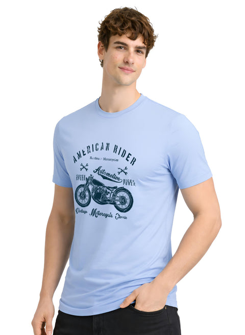 Adro Mens American Rider Printed T-Shirt | 100% Cotton T shirt for Bikers | Stylish Casual Tee Summer Regular Fit Biker Tshirt