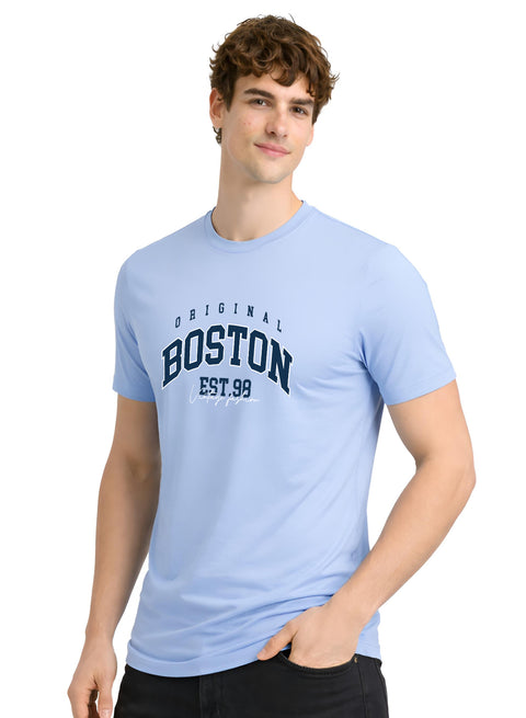 Adro Mens Boston City Printed Tshirt | Athletic Stylish Summer College Cotton T-shirt | Sporty Comfortable T shirts | Regular Fit