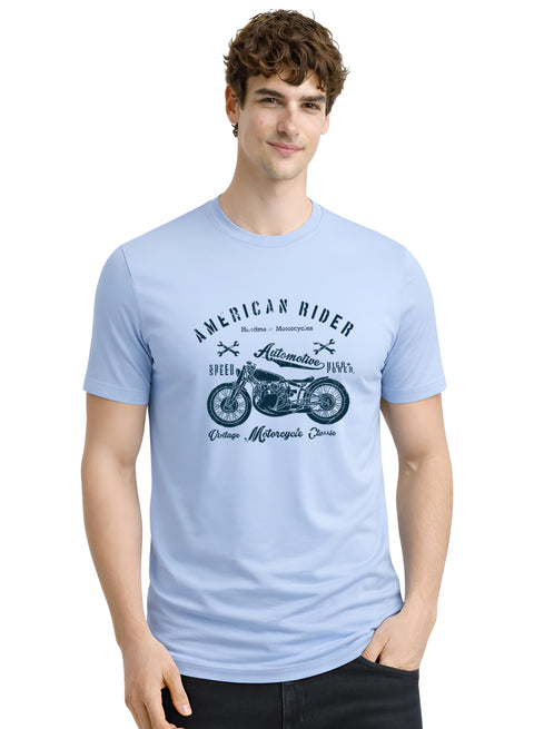 Adro Mens American Rider Printed T-Shirt | 100% Cotton T shirt for Bikers | Stylish Casual Tee Summer Regular Fit Biker Tshirt