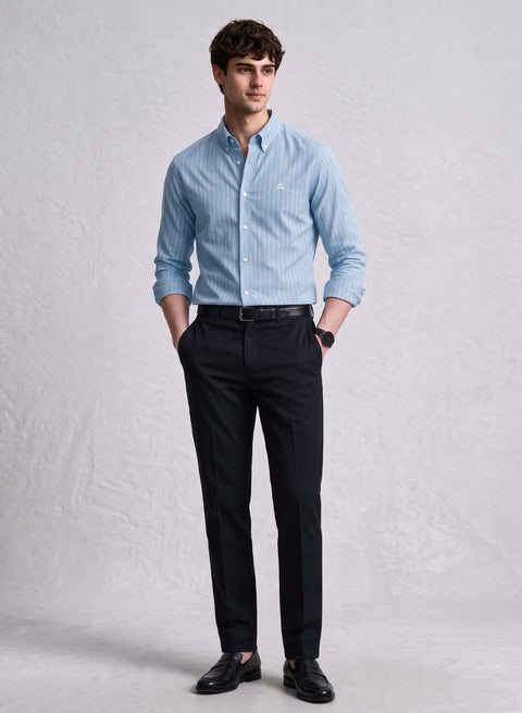 ADRO Mens Mint Striped Oxford Cotton Casual Shirt for Men | Full Sleeve Button-Down Collar Smart Fit Shirts for Men