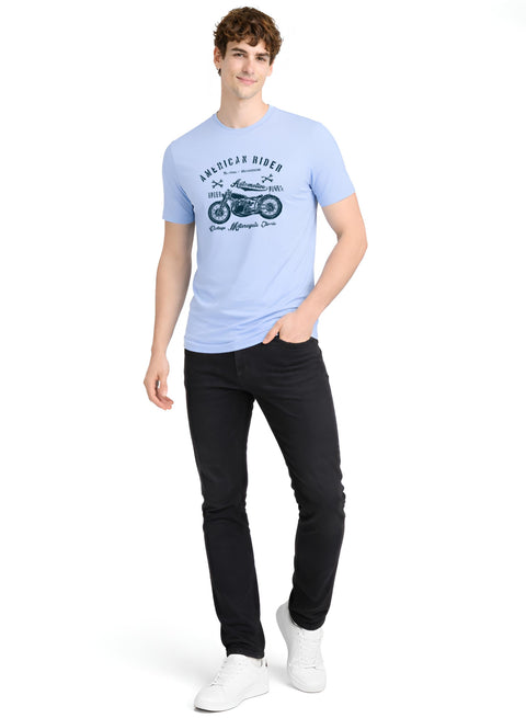 Adro Mens American Rider Printed T-Shirt | 100% Cotton T shirt for Bikers | Stylish Casual Tee Summer Regular Fit Biker Tshirt