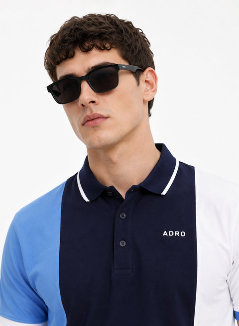 Adro Multicolour Polo T Shirt | 100% Cotton Mens Polo Tshirt | Regular Fit Half Sleeve Cut & Sew Polo T-shirt for men  | Ocean Streak