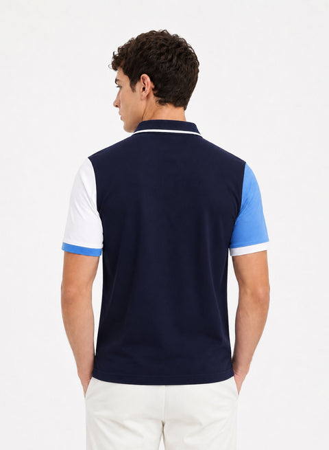 Adro Multicolour Polo T Shirt | 100% Cotton Mens Polo Tshirt | Regular Fit Half Sleeve Cut & Sew Polo T-shirt for men  | Ocean Streak