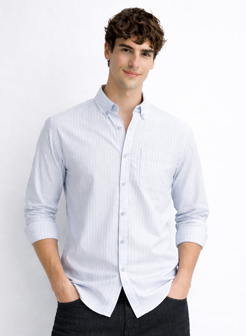 Adro Men’s Casual Shirt | Premium Cotton | Everyday Comfort Sky Blue, White