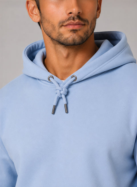 ADRO Hoodie for men | 300 GSM Cotton Fleece Warm & Soft Fabric | Mens Hoodies | Casual Sweatshirt for Winter, Travel & Collage | Regular Fit Hooded Pullover | Powder Blue
