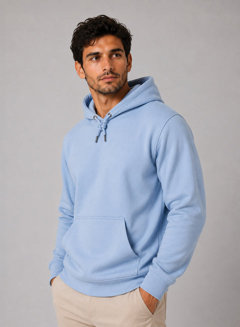 ADRO Hoodie for men | 300 GSM Cotton Fleece Warm & Soft Fabric | Mens Hoodies | Casual Sweatshirt for Winter, Travel & Collage | Regular Fit Hooded Pullover | Powder Blue
