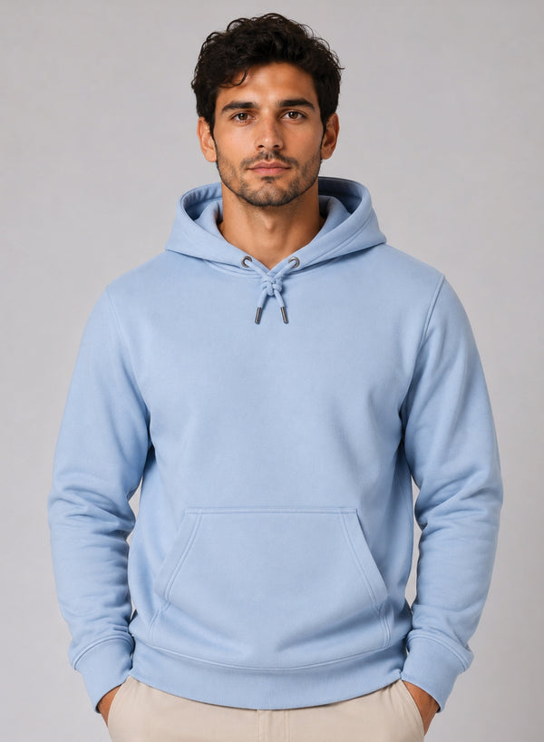 ADRO Hoodie for men | 300 GSM Cotton Fleece Warm & Soft Fabric | Mens Hoodies | Casual Sweatshirt for Winter, Travel & Collage | Regular Fit Hooded Pullover | Powder Blue