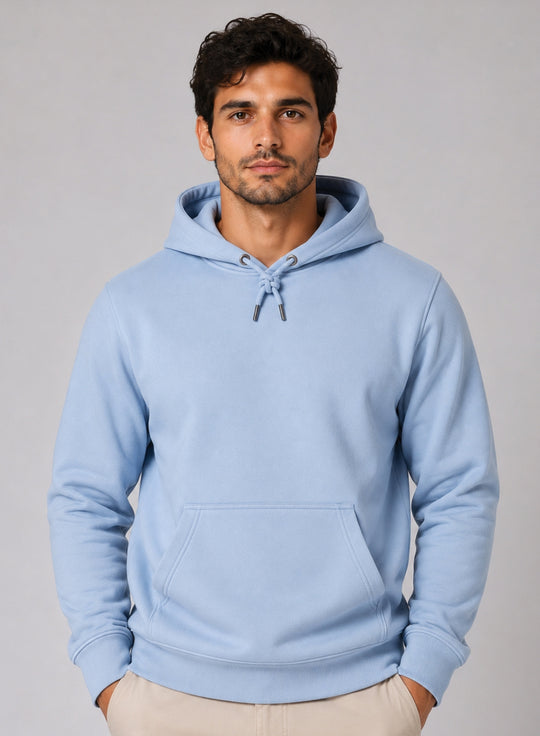 ADRO Hoodie for men | 300 GSM Cotton Fleece Warm & Soft Fabric | Mens Hoodies | Casual Sweatshirt for Winter, Travel & Collage | Regular Fit Hooded Pullover | Powder Blue