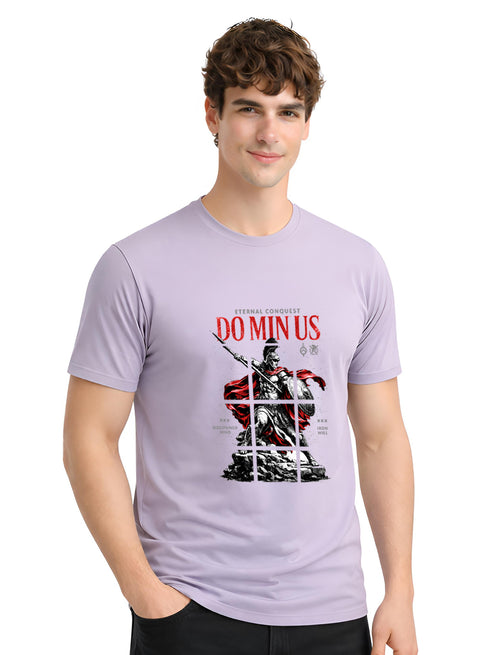ADRO Mens Dominus Warrior Legacy Printed T-Shirt for Men | Cotton Printed Tshirt | Regular Fit Casual T-Shirts | Summer Tshirts Lilac Grey