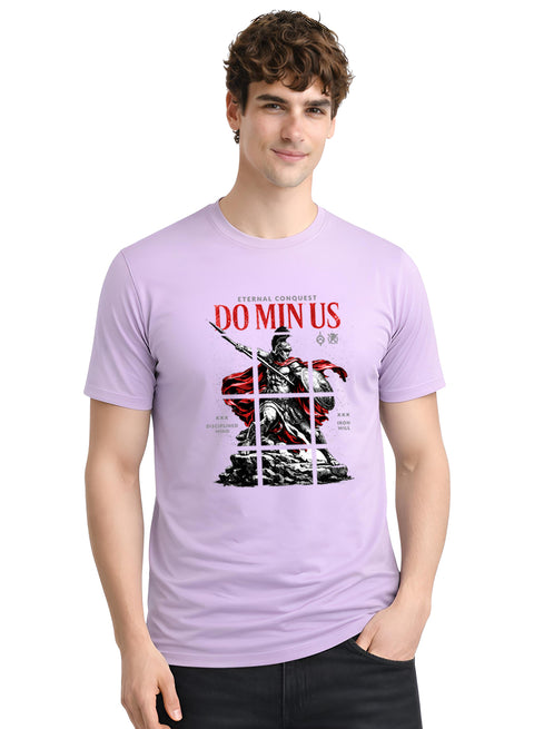 ADRO Mens Dominus Warrior Legacy Printed T-Shirt for Men | Cotton Printed Tshirt | Regular Fit Casual T-Shirts | Summer Tshirts Lavender