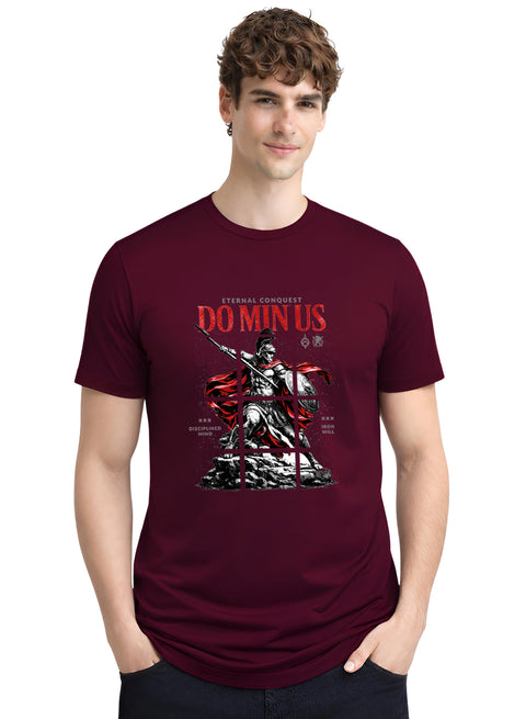 ADRO Mens Dominus Warrior Legacy Printed T-Shirt for Men | Cotton Printed Tshirt | Regular Fit Casual T-Shirts | Summer Tshirts Maroon
