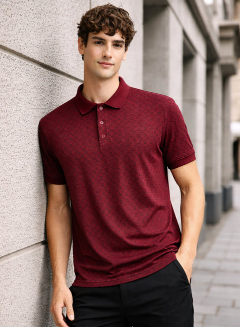 Adro Polo T-Shirt for Men | Allover Printed Polo T Shirt | Cotton Polo Tshirt