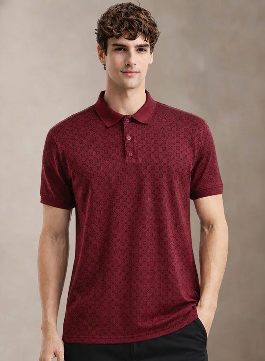 Adro Polo T-Shirt for Men  | Allover Printed Polo T Shirt | Cotton Polo Tshirt