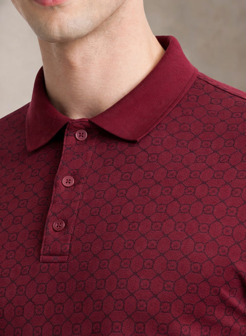 Adro Polo T-Shirt for Men | Allover Printed Polo T Shirt | Cotton Polo Tshirt