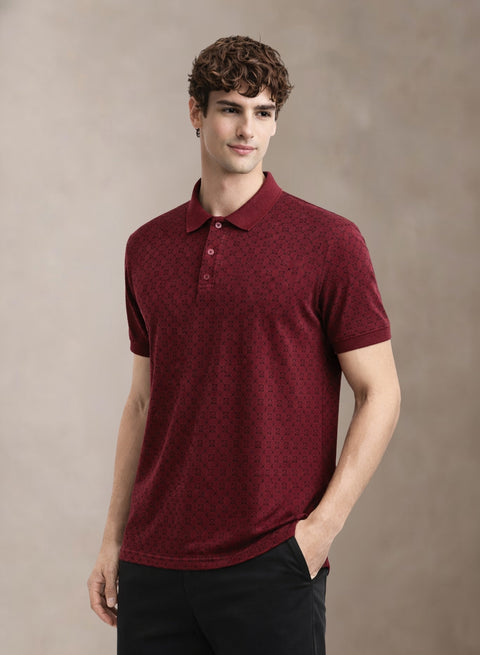 Adro Polo T-Shirt for Men | Allover Printed Polo T Shirt | Cotton Polo Tshirt