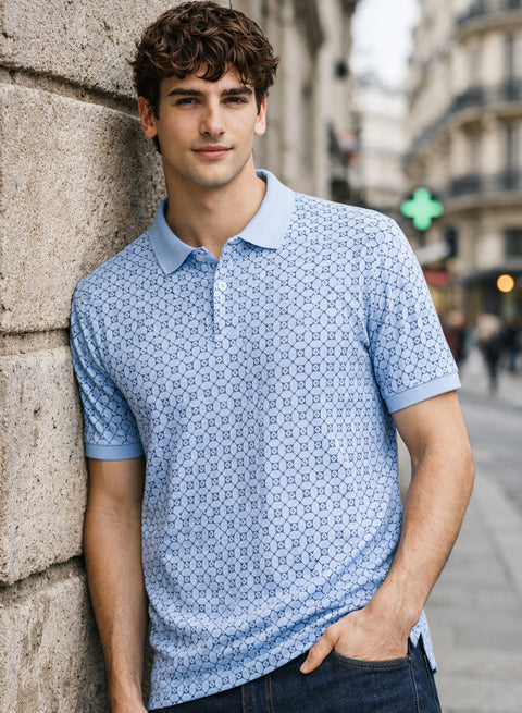 Adro Polo T-Shirt for Men | Allover Printed Polo T Shirt | Cotton Polo Tshirt