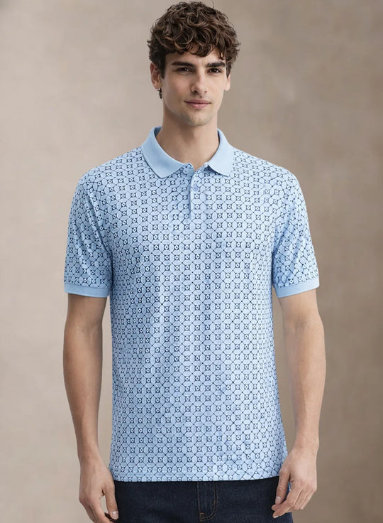 Adro Polo T-Shirt for Men  | Allover Printed Polo T Shirt | Cotton Polo Tshirt
