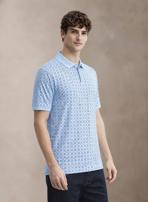 Adro Polo T-Shirt for Men | Allover Printed Polo T Shirt | Cotton Polo Tshirt