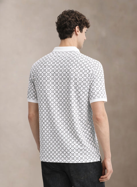 Adro Polo T-Shirt for Men | Allover Printed Polo T Shirt | Cotton Polo Tshirt