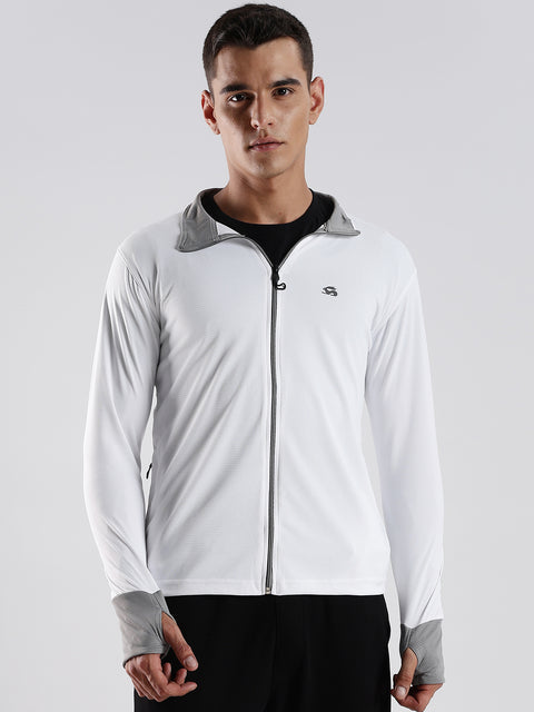 Adro Men’s Sunscreen Jacket | Lightweight & Breathable | Outdoor Wear White