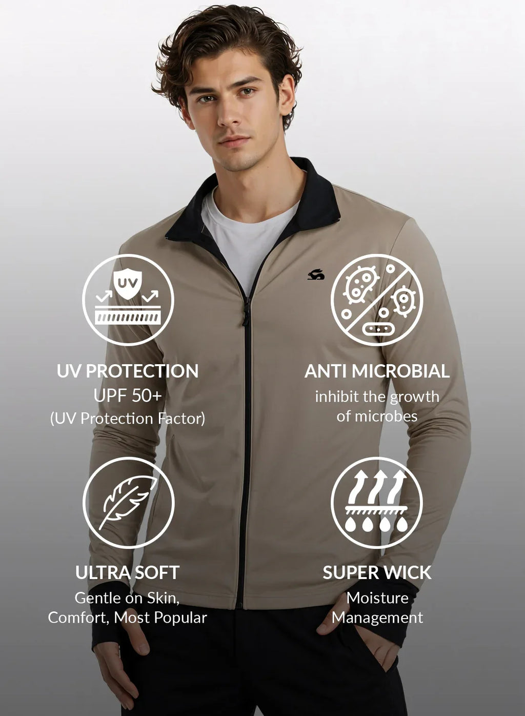 Adro Sunscreen Jacket for Men UV Sun Advanced Protection Running Jackets For Men Biker Jackets with Zipper Sports jacket for men