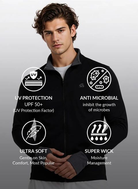 Adro Sunscreen Jacket for Men UV Sun Advanced Protection Running Jackets For Men Biker Jackets with Zipper Sports jacket for men