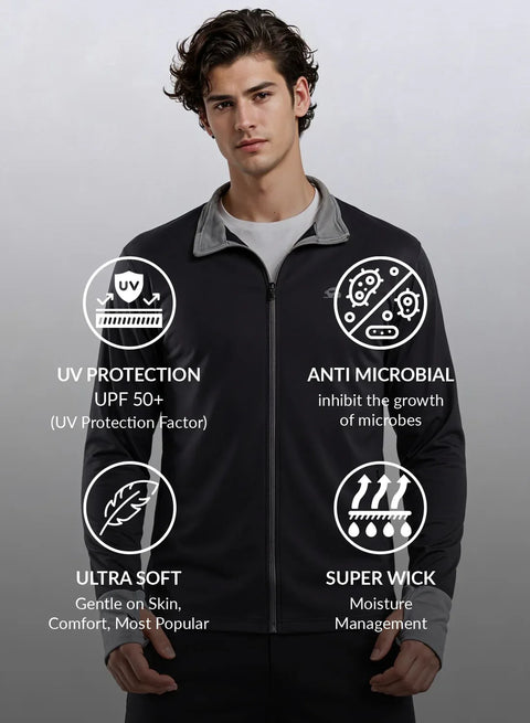 Adro Sunscreen Jacket for Men UV Sun Advanced Protection Running Jackets For Men Biker Jackets with Zipper Sports jacket for men