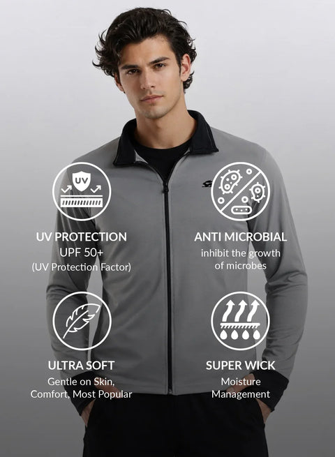 Adro Sunscreen Jacket for Men UV Sun Advanced Protection Running Jackets For Men Biker Jackets with Zipper Sports jacket for men