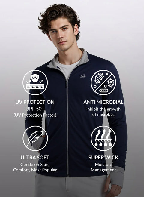 Adro Sunscreen Jacket for Men UV Sun Advanced Protection Running Jackets For Men Biker Jackets with Zipper Sports jacket for men
