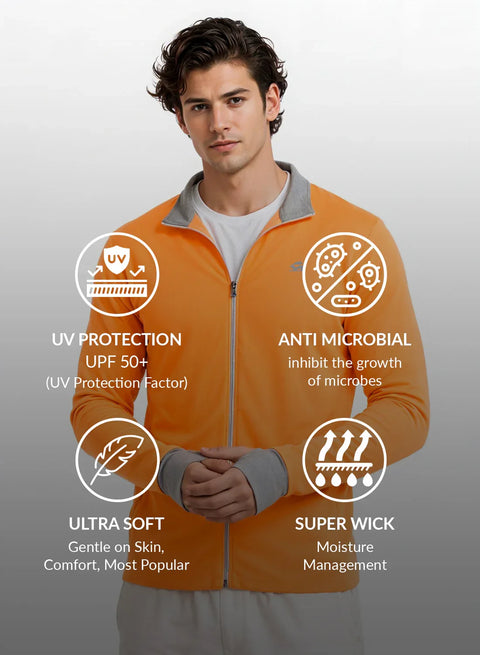 Adro Sunscreen Jacket for Men UV Sun Advanced Protection Running Jackets For Men Biker Jackets with Zipper Sports jacket for men
