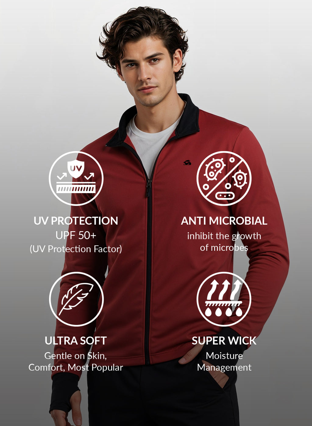 Adro Sunscreen Jacket for Men UV Sun Advanced Protection Running Jackets For Men Biker Jackets with Zipper Sports jacket for men