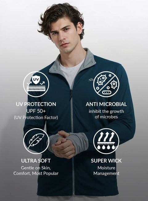 Adro Sunscreen Jacket for Men UV Sun Advanced Protection Running Jackets For Men Biker Jackets with Zipper Sports jacket for men