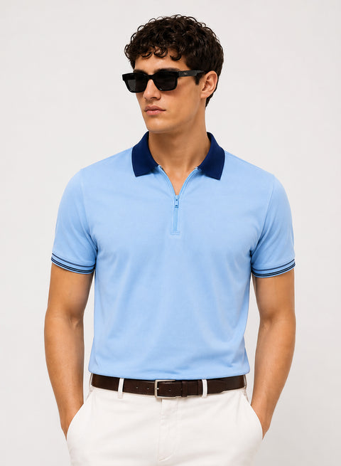 Mens Premium Cotton Polo T-Shirt | 220 GSM Soft Fabric | Casual stylish Look | Zipper Polo Design Polo T shirt | Polo Tshirt for All-Day Wear | Summer Song