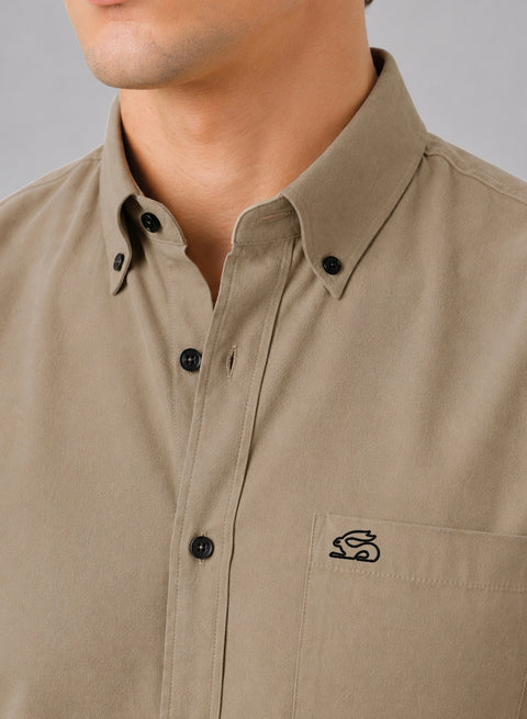 ADRO Men's Premium Oxford Cotton Shirt | Full Sleeve Casual Shirt | Regular Fit | Khaki