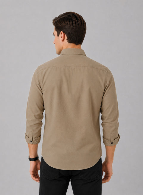 ADRO Men's Premium Oxford Cotton Shirt | Full Sleeve Casual Shirt | Regular Fit | Khaki