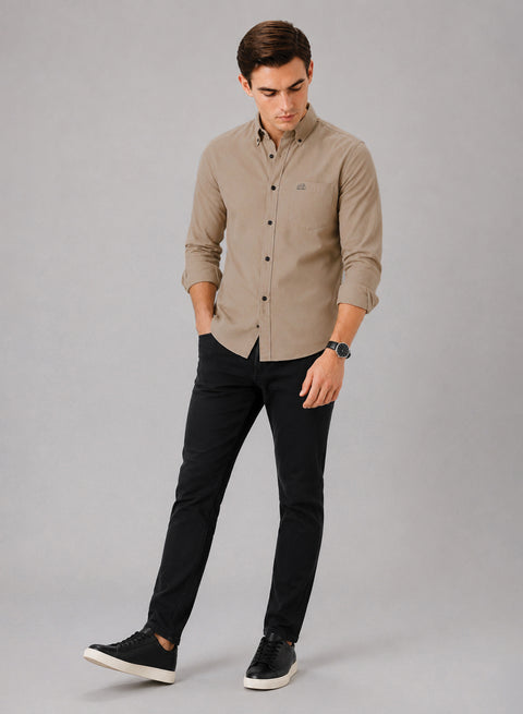 ADRO Men's Premium Oxford Cotton Shirt | Full Sleeve Casual Shirt | Regular Fit | Khaki