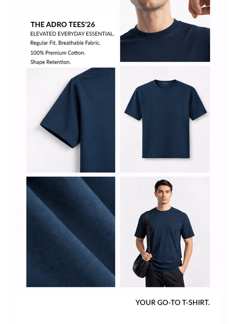 Men’s Cotton T-Shirt Combo Pack of 3 | Regular Fit | ADRO Basics