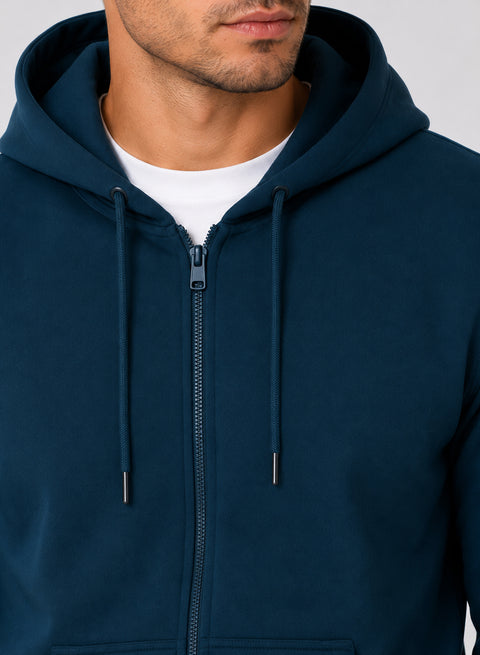 ADRO Zipper Hoodie for Men | 300 GSM Cotton Hoodies | Regular Fit Jacket for Men with Pockets | Sweatshirts with Zipper for Men | Ocean Teal