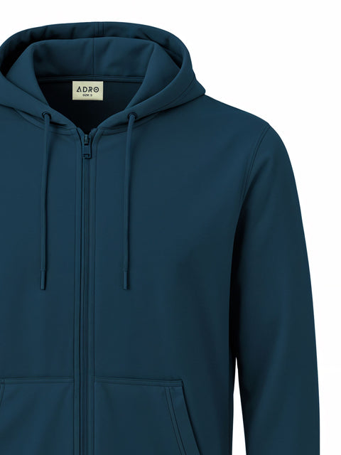 Adro Men’s Regular Fit Zip-Up Hoodie for man | 320 GSM Cotton Poly Fleece Zipper Sweatshirt with Soft Fabric & Printed Hoodies