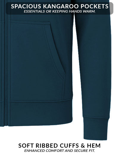 Adro Men’s Regular Fit Zip-Up Hoodie for man | 320 GSM Cotton Poly Fleece Zipper Sweatshirt with Soft Fabric & Printed Hoodies