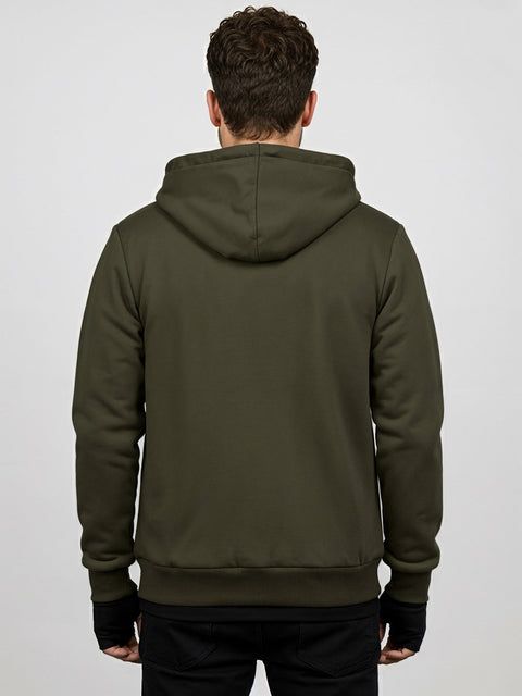 Adro Travel Hoodie for Men | Mens Multi Utility Zipper Hoodies| 320 GSM Soft Cotton |Men's Winter Sweatshirt | Waterproof Pockets Zip-Up Jacket with Hood Eye Shade