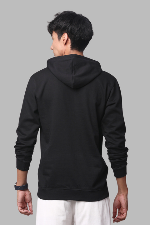 Buy Black Men s Fleece Cotton Solid Hoodie Black ADRO