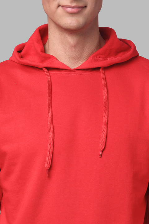 Buy Men s Cotton Solid Red Hoodie Online ADRO