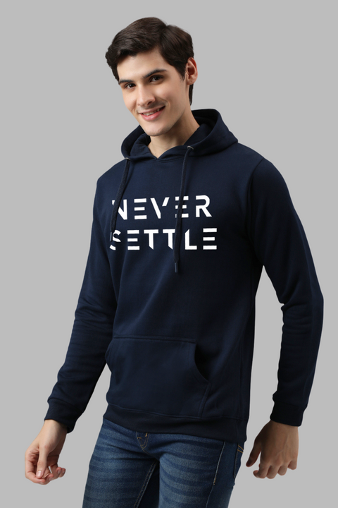 ADRO Mens Never Settle Printed Cotton Hoodies