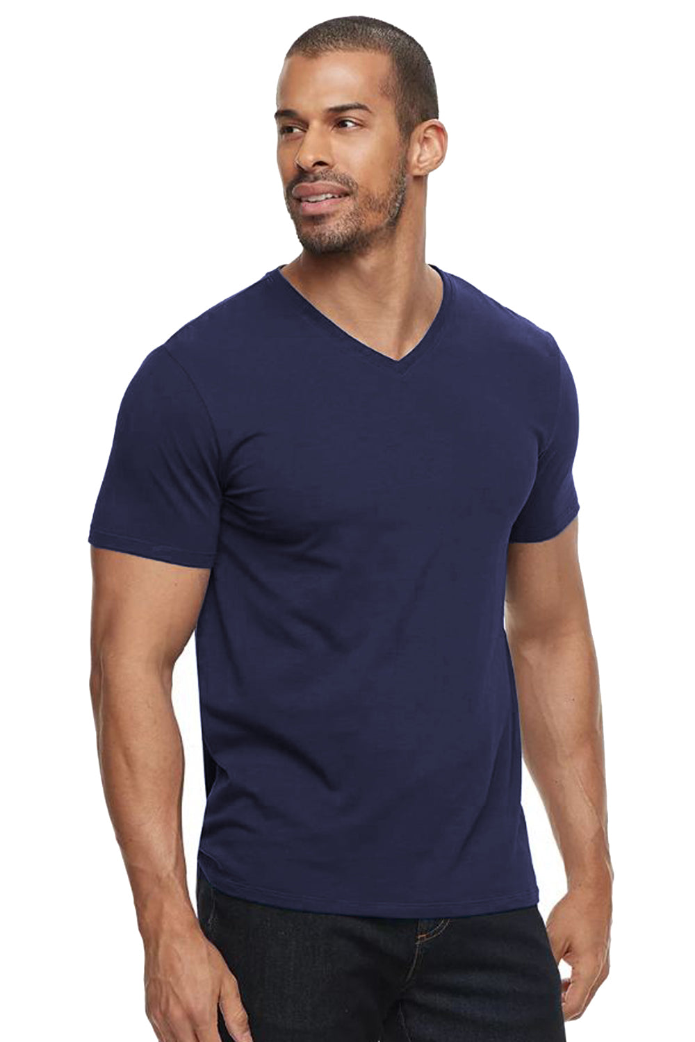 Blue v clearance neck shirt mens