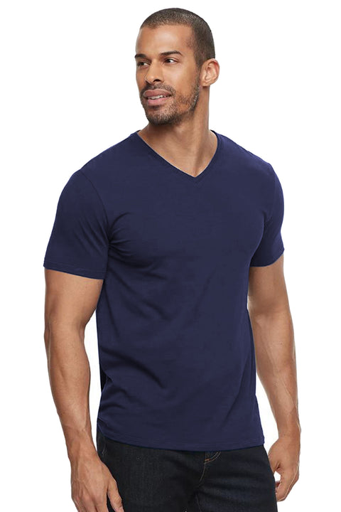 Buy Black, Navy Blue V Neck Half Sleeve T-shirt for Men (Pack of 2