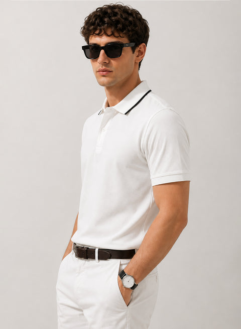 ADRO Mens Polo TShirt | Airtex Cotton Matty Fabric | Regular Fit | Breathable, Durable & Premium Casual Polo T-Shirt for Men | Bright White